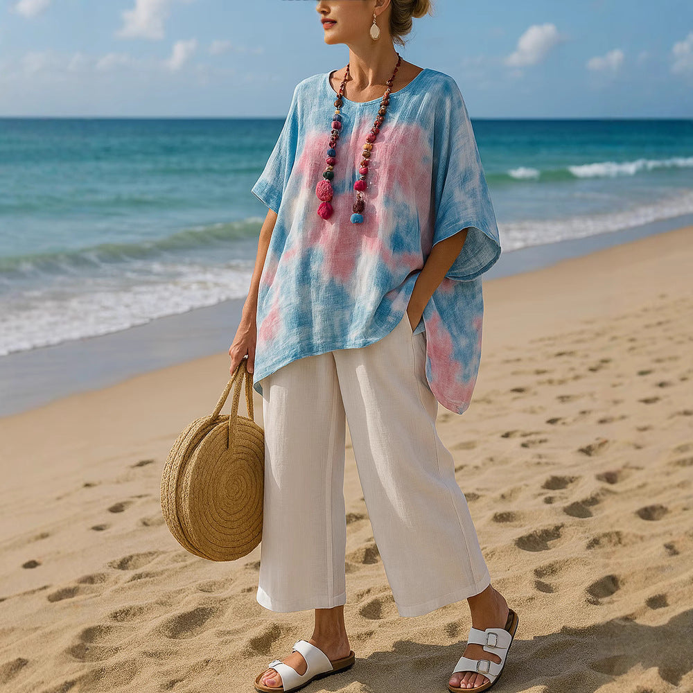 Camilla | Tunica Top Donna Asimmetrica Leggera con Sfumatura