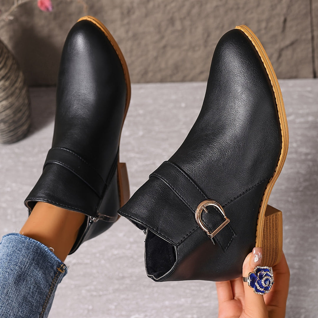 Serena | Chelsea-Stiefeletten mit Schnalle und niedrigem Blockabsatz