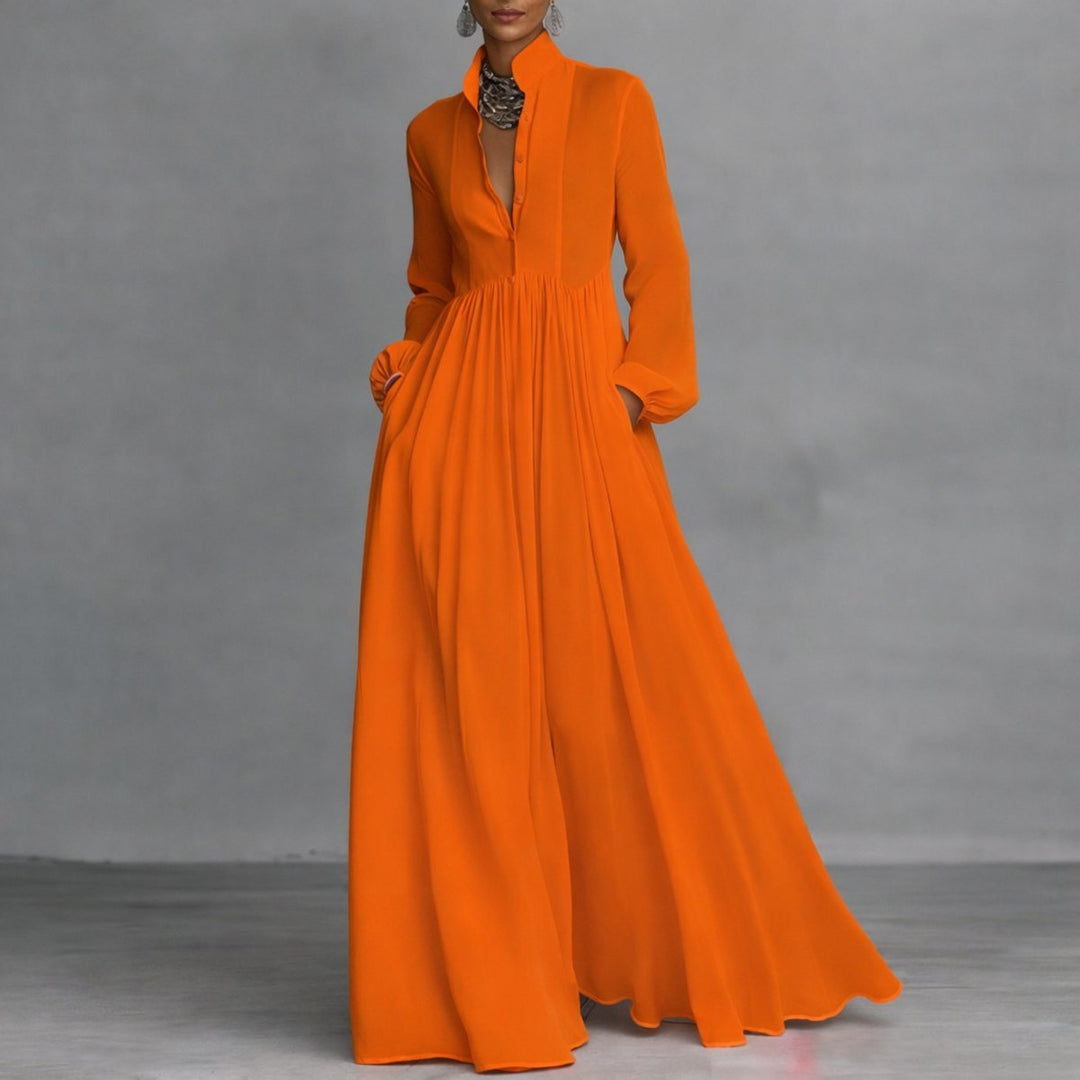 Beatrice | Elegant Long-Sleeve Shirt Maxi Dress