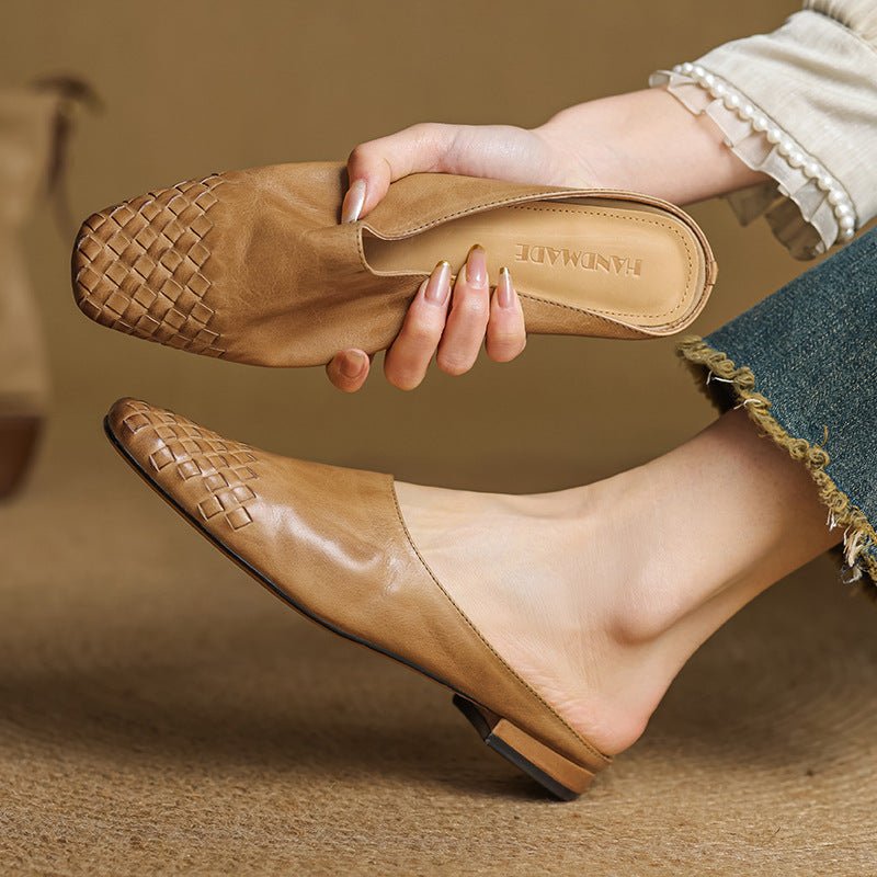 Mila | Mules senza lacci in pelle intrecciata eleganti e comodi