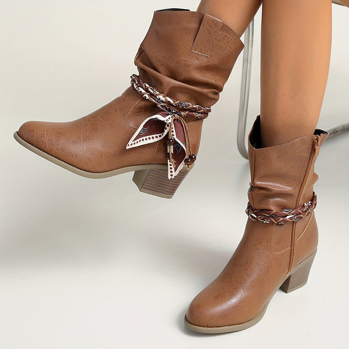 Beatrice | Casual Slouch Ankle Boots with Bandana Detail