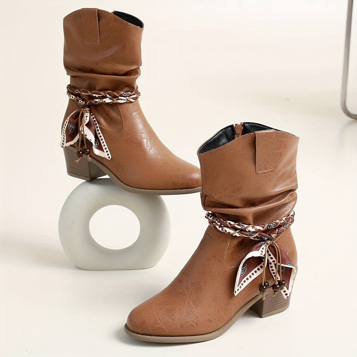 Beatrice | Casual Slouch Ankle Boots with Bandana Detail