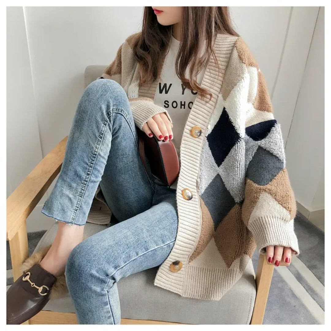 Alessia | Cardigan Oversize in Maglia con Bottoni Eleganti