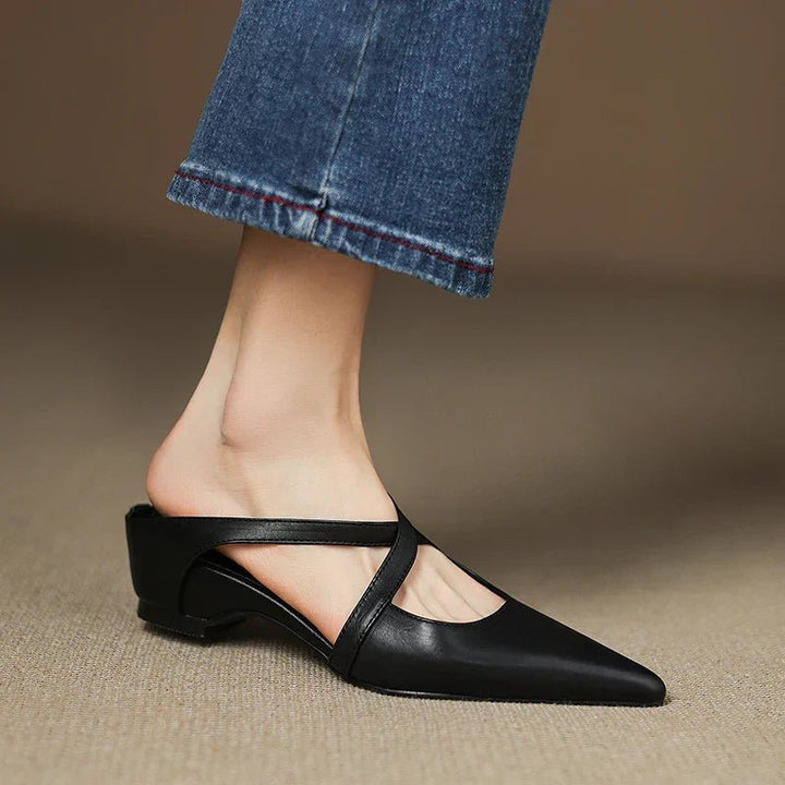 Serena | Mules Eleganti in Vera Pelle con Fasce Incrociate