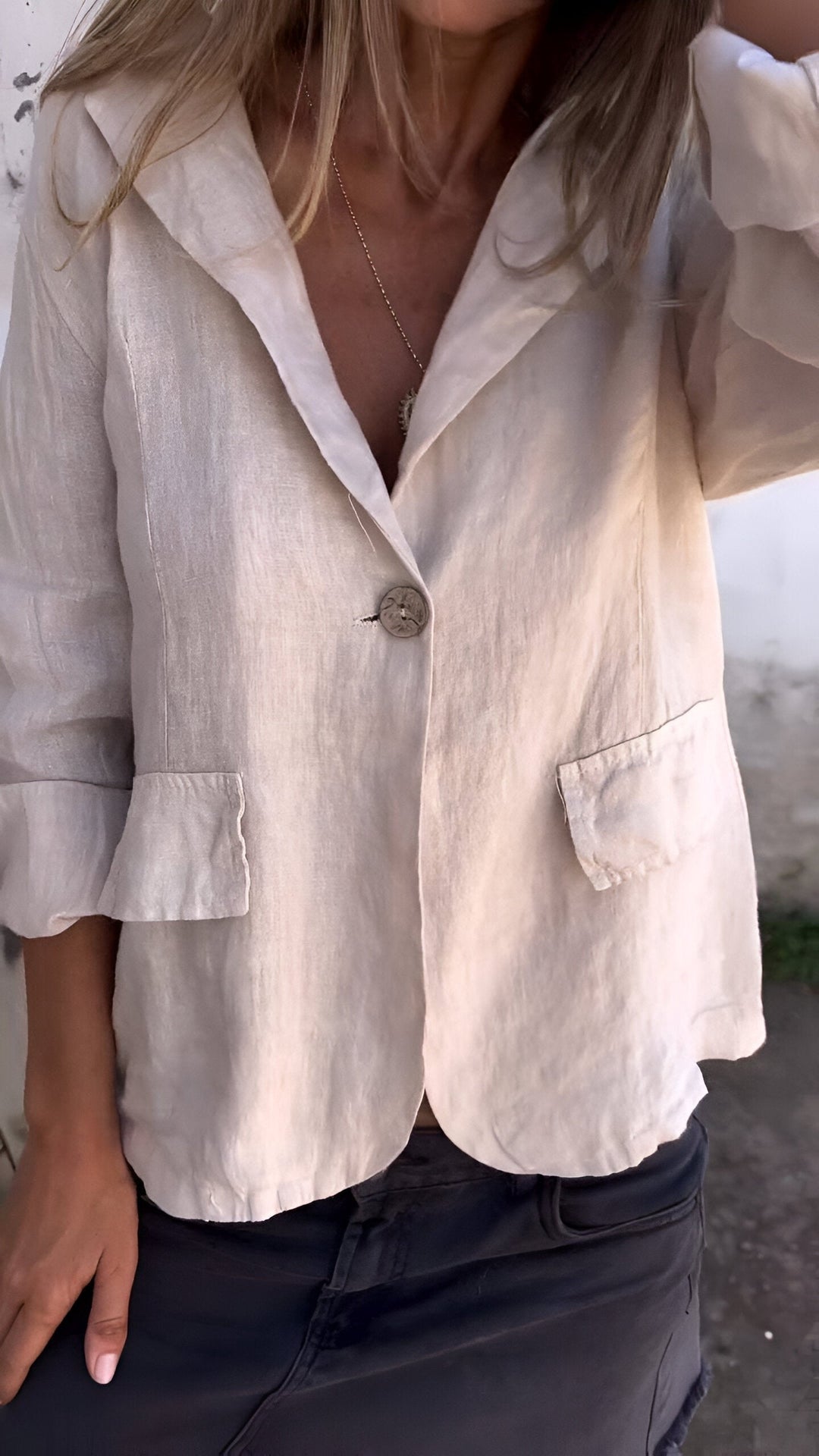Valentina | Lightweight minimalist women's cotton and linen blazer