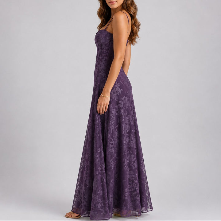 Valentina | Elegantes florales langes Kleid für Herbsthochzeiten