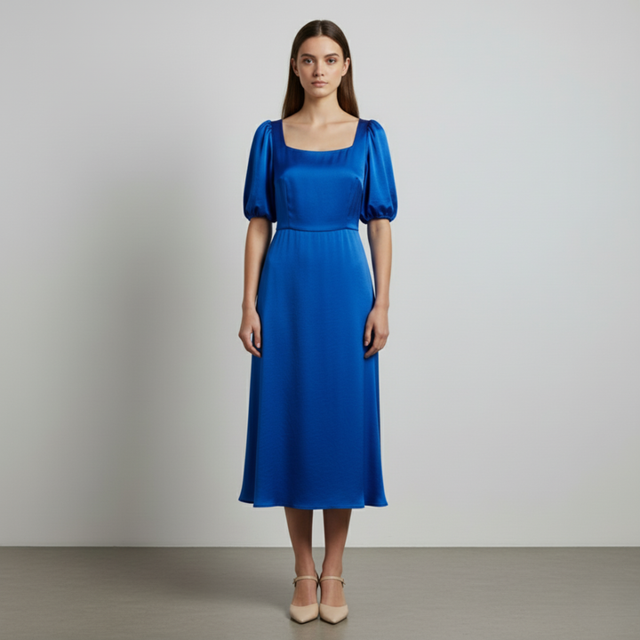 Pansy | Elegante abito midi a palloncino in raso