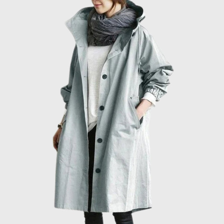 Christina | Langer wasserabweisender Trenchcoat mit Kapuze