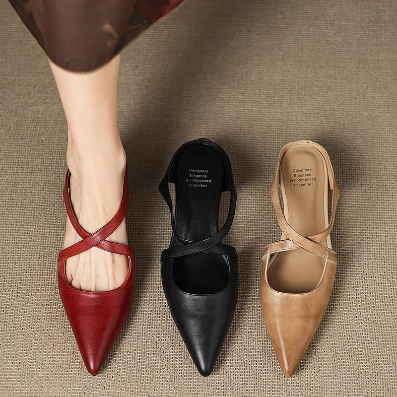 Serena | Mules Eleganti in Vera Pelle con Fasce Incrociate