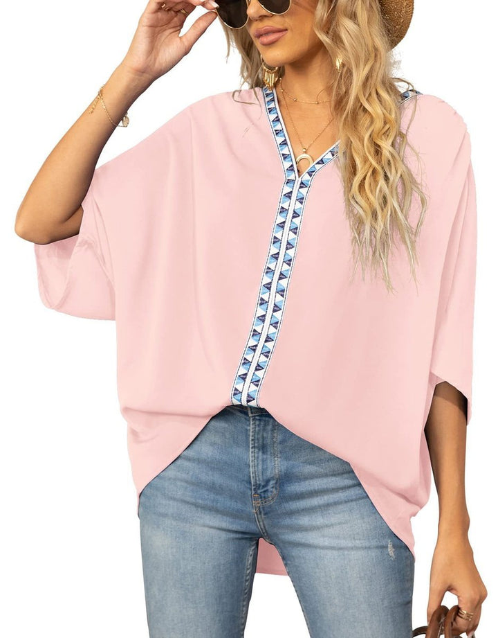 Sophia | Tunica Top Boho Oversize da Donna con Scollo a V