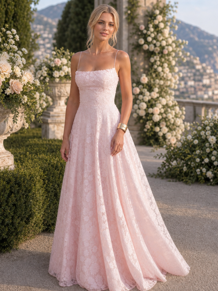 Valenne | Abito Maxi in Pizzo con Spalline Sottile