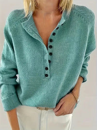 Jessica | Maglione in Maglia con Scollo a V e Bottoni