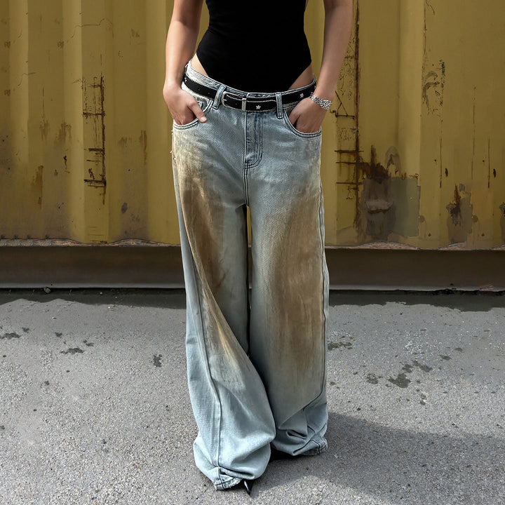 Lisa | Jeans Donna a Gamba Larga con Lavaggio Vintage