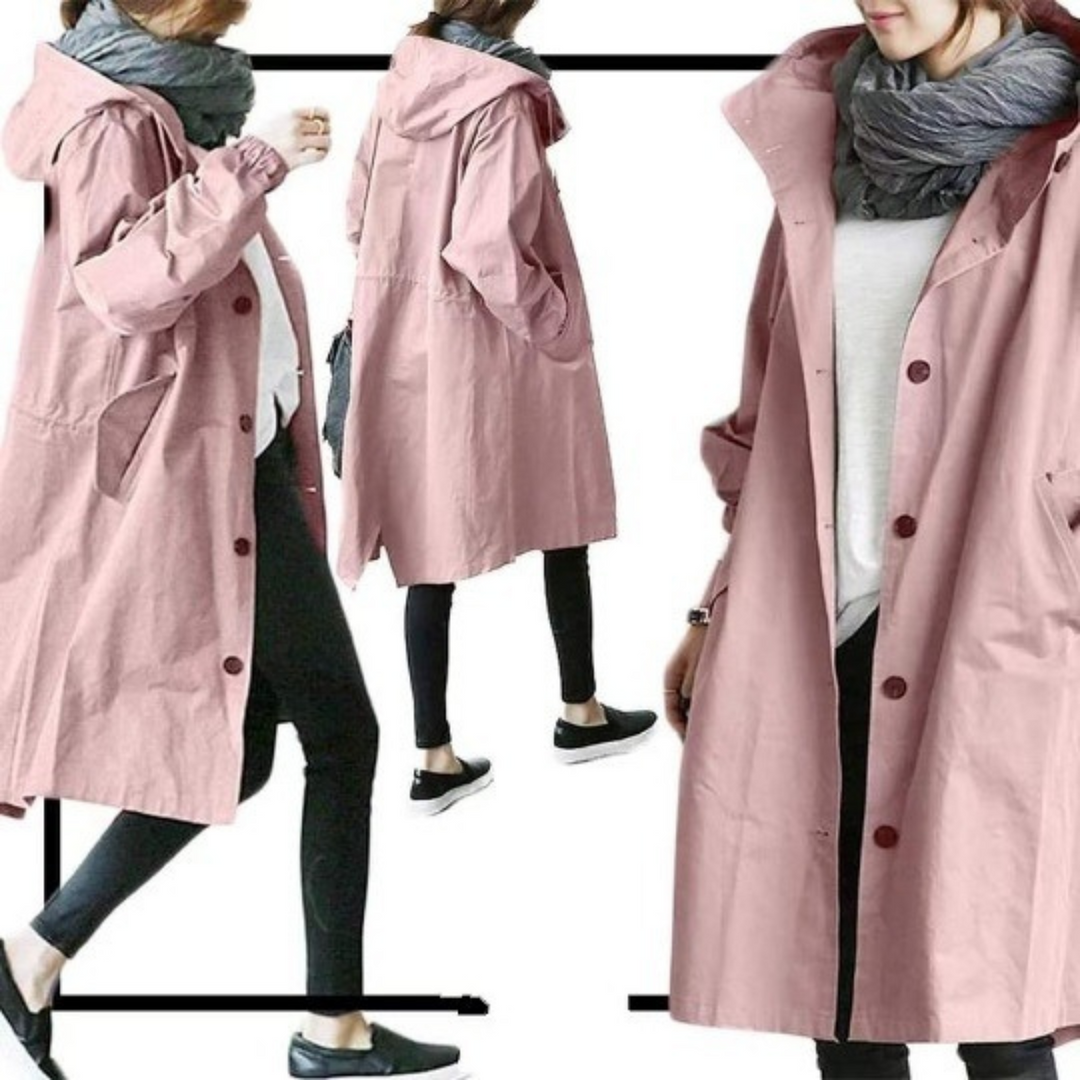 Elizabeth | Trench lungo con cappuccio comodo e funzionale