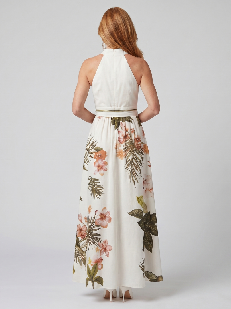Meadow | Maxi Dress – Halter Neckline with Botanical Print