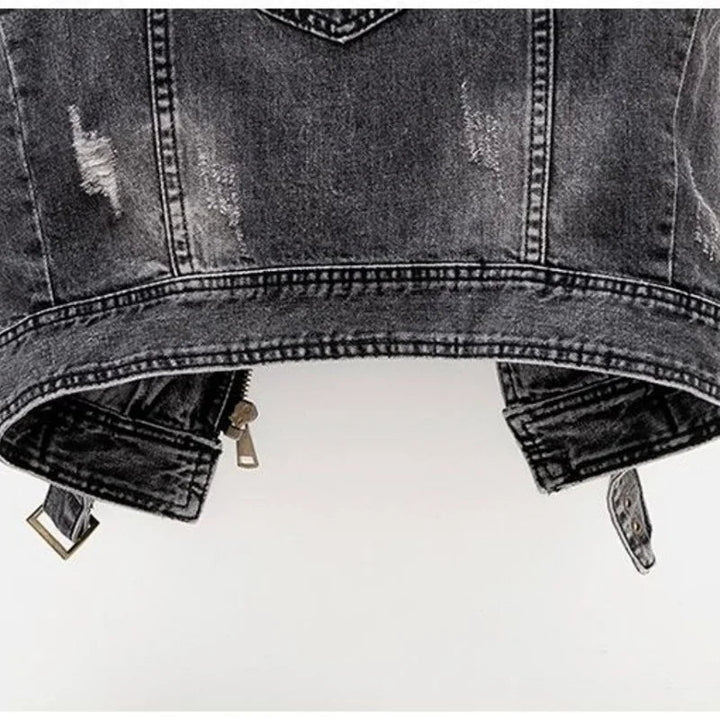 Anthony | Gilet in Denim Vintage con Zip Asimmetrica