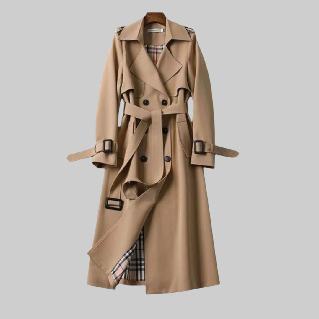 Caroline | Elegant and comfortable long double-breasted trench coat