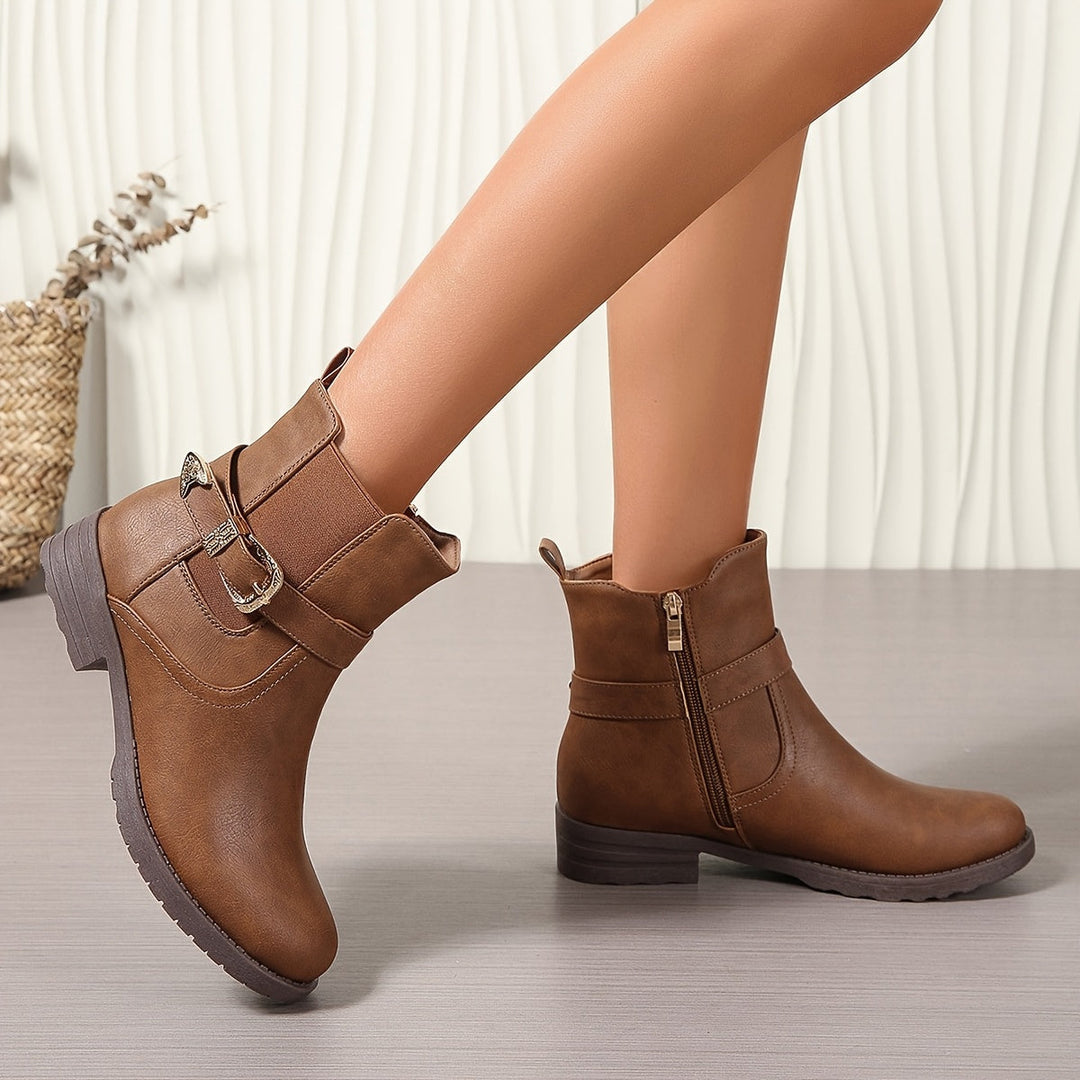 Mandy | Western-Stiefeletten mit Schnalle und Blockabsatz
