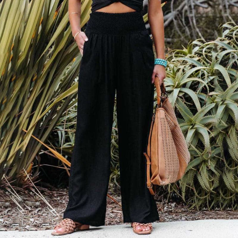 Mandy | Pantaloni Donna in Lino e Cotone a Gamba Larga