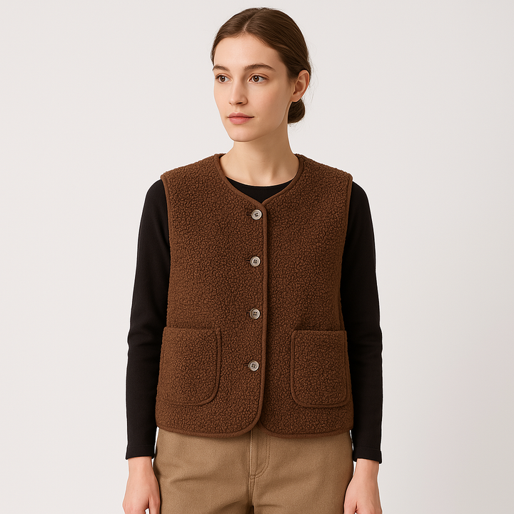Emma | Gilet Smanicato Effetto Montone Morbido
