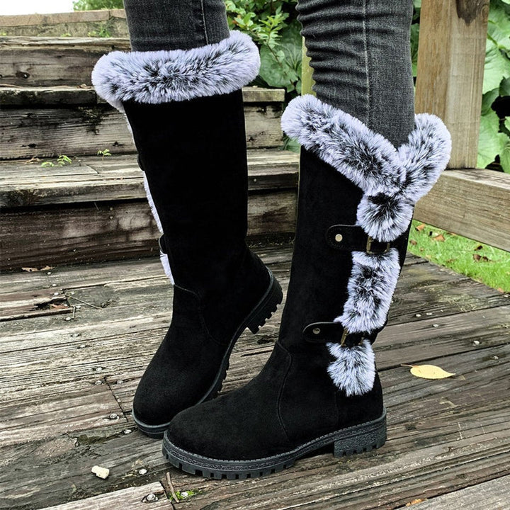 Isabella | Warm Faux Suede Knee-High Boots with Fur Trim