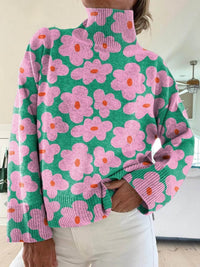 Sienna | Maglione Dolcevita Floreale Retrò dai Colori Vivaci