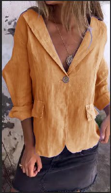 Valentina | Lightweight minimalist women's cotton and linen blazer
