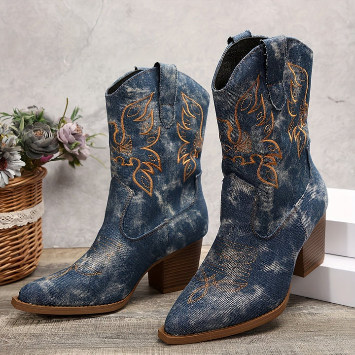 Aurora | Stivali da Cowboy Western da Donna con Ricami Floreali