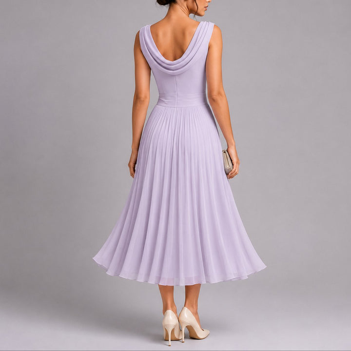 Elisa | Abito Midi Plissettato Elegante per Matrimonio Autunnale