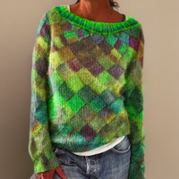 Sofia | Maglione Maglia Oversize con Motivo a Diamanti