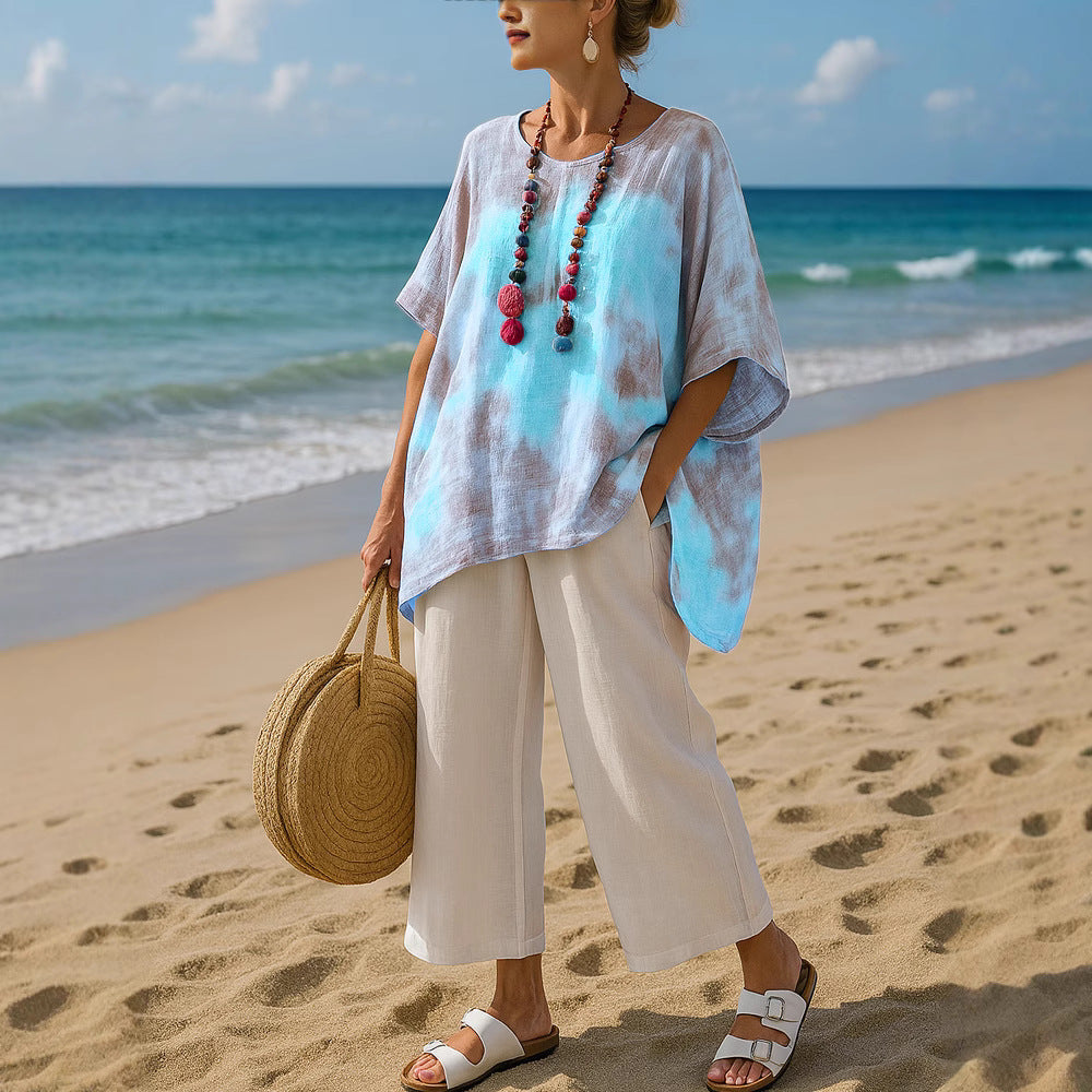 Camilla | Tunica Top Donna Asimmetrica Leggera con Sfumatura