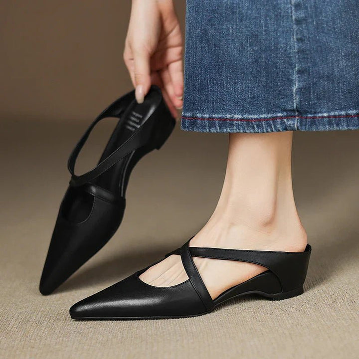 Serena | Mules Eleganti in Vera Pelle con Fasce Incrociate