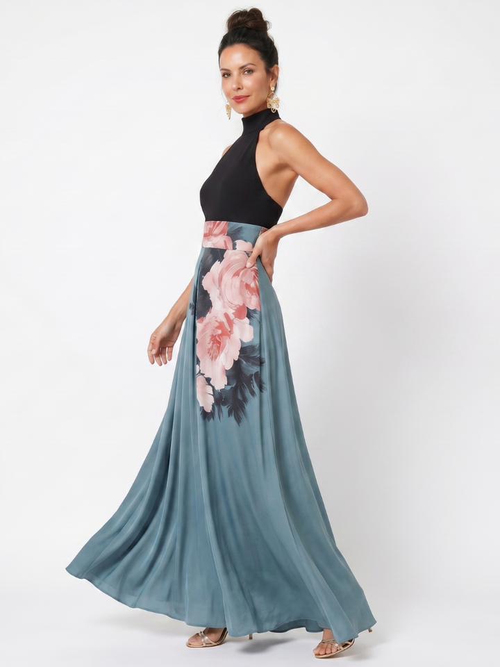 Olympas | Maxi Dress – Floral Halter Bodice Style