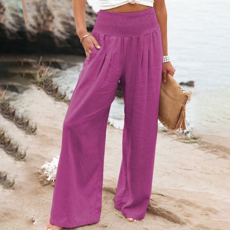 Mandy | Pantaloni Donna in Lino e Cotone a Gamba Larga