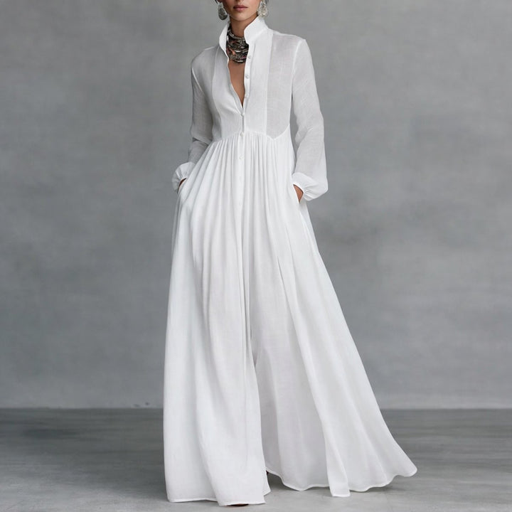 Beatrice | Elegant Long-Sleeve Shirt Maxi Dress