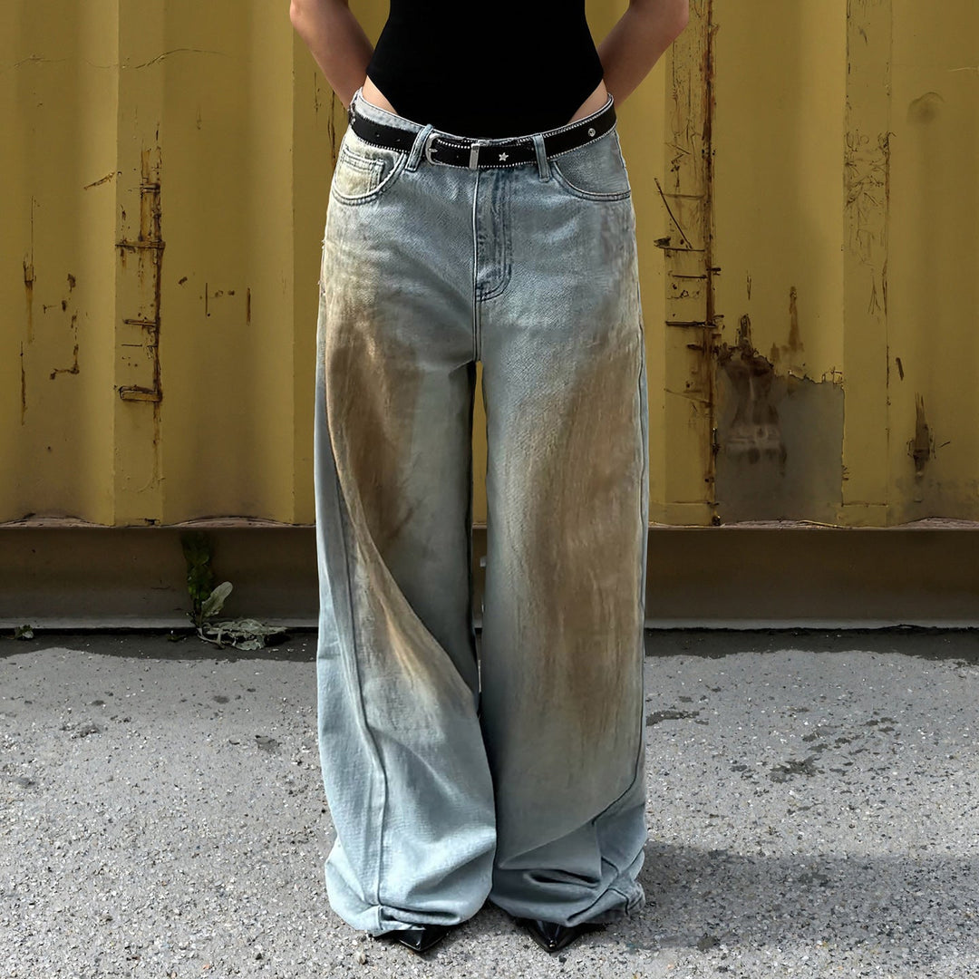 Lisa | Jeans Donna a Gamba Larga con Lavaggio Vintage