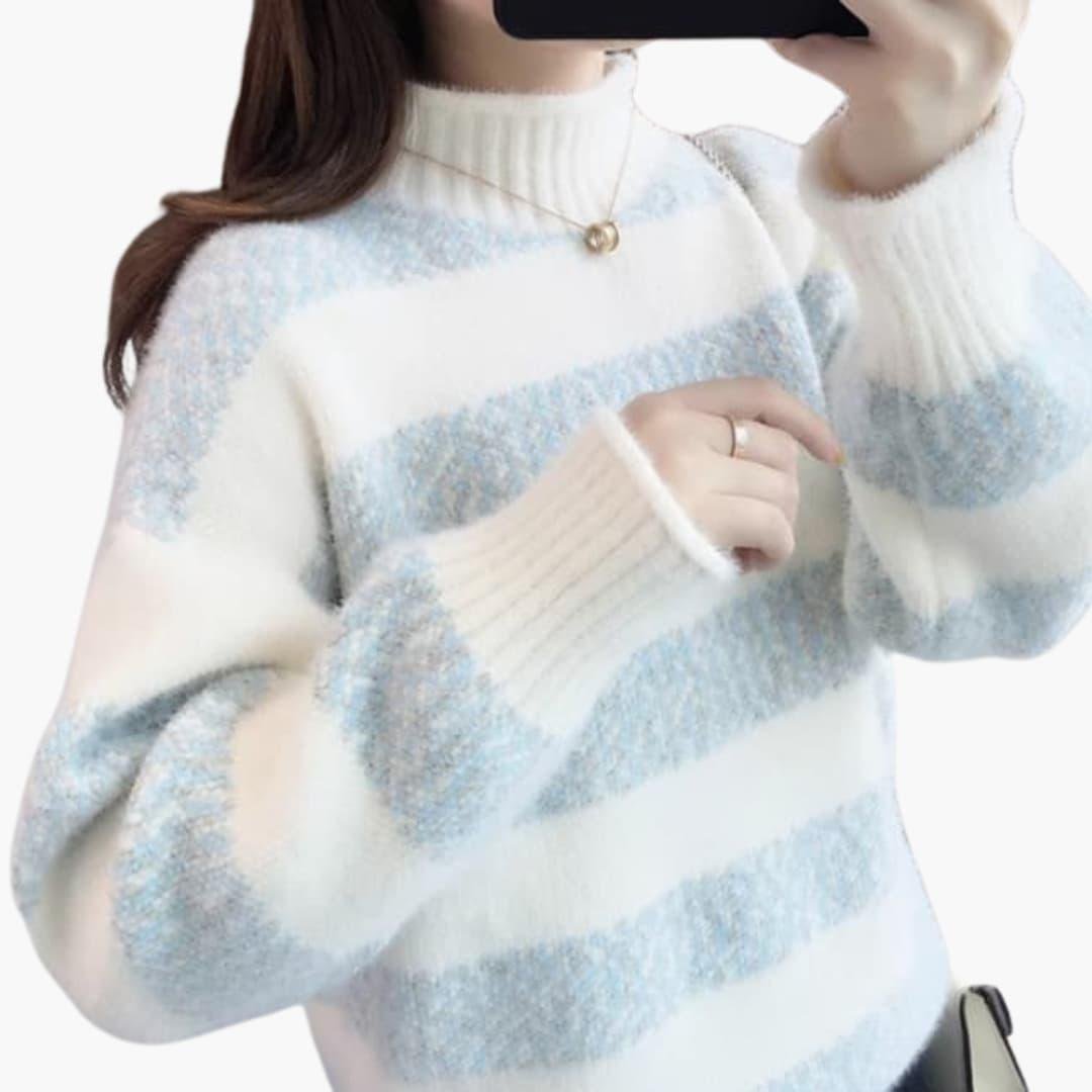 Sarina | Sweater with Roll Neck and Striped Design for Women