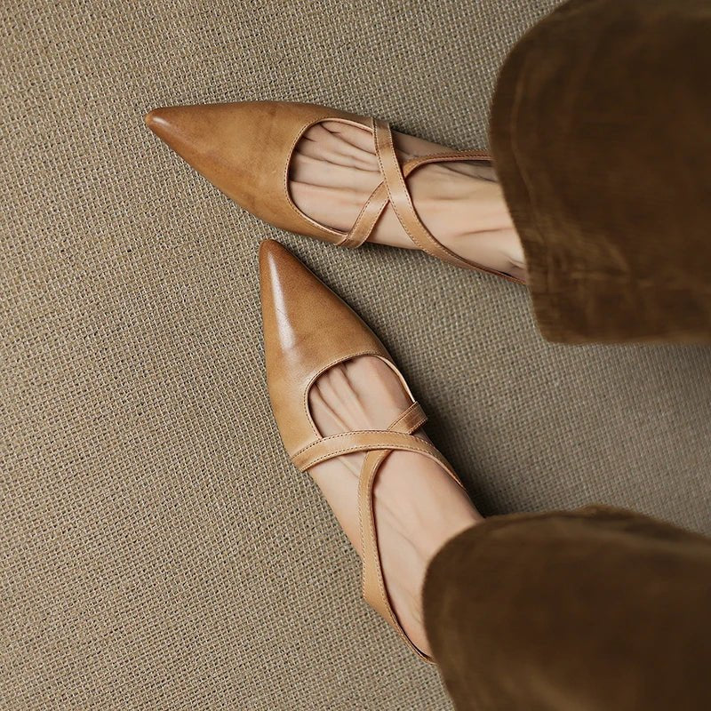 Serena | Mules Eleganti in Vera Pelle con Fasce Incrociate