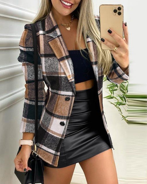 Beatrice | Blazer Donna Elegante con Fantasia a Quadri