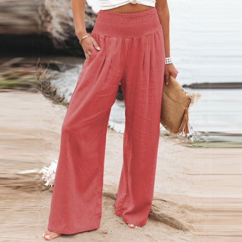 Mandy | Pantaloni Donna in Lino e Cotone a Gamba Larga