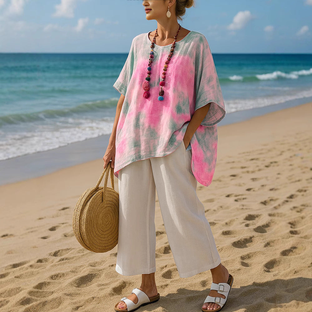 Camilla | Tunica Top Donna Asimmetrica Leggera con Sfumatura
