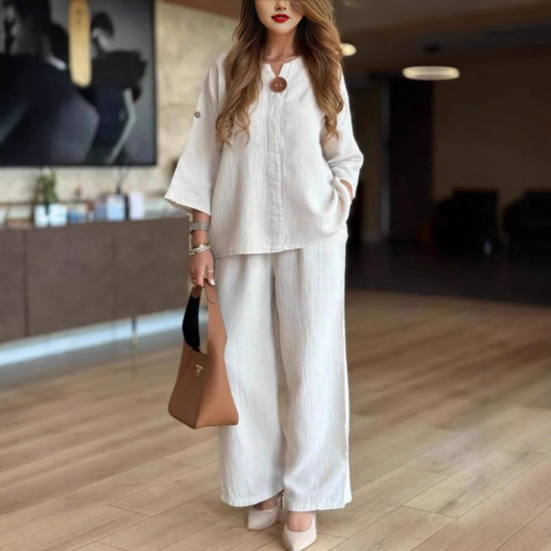 Claudia | Set composto da un'elegante tunica e pantaloni a gamba larga