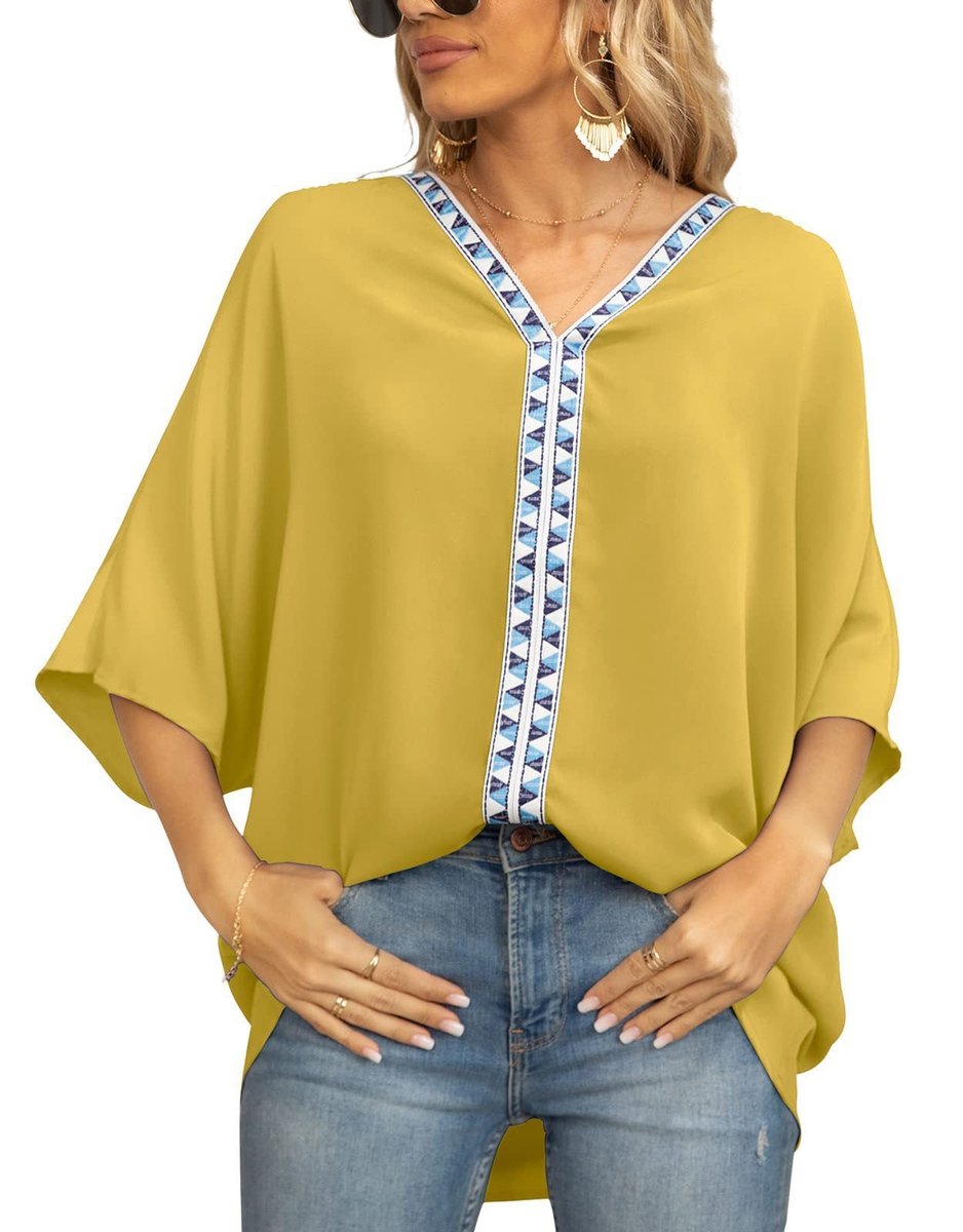 Sophia | Tunica Top Boho Oversize da Donna con Scollo a V
