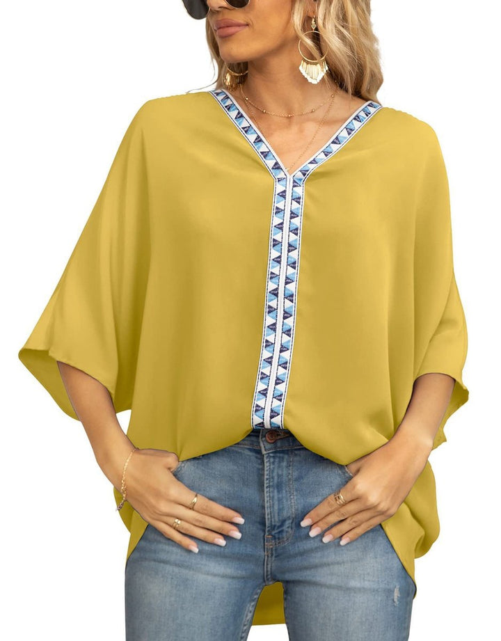 Sophia | Tunica Top Boho Oversize da Donna con Scollo a V
