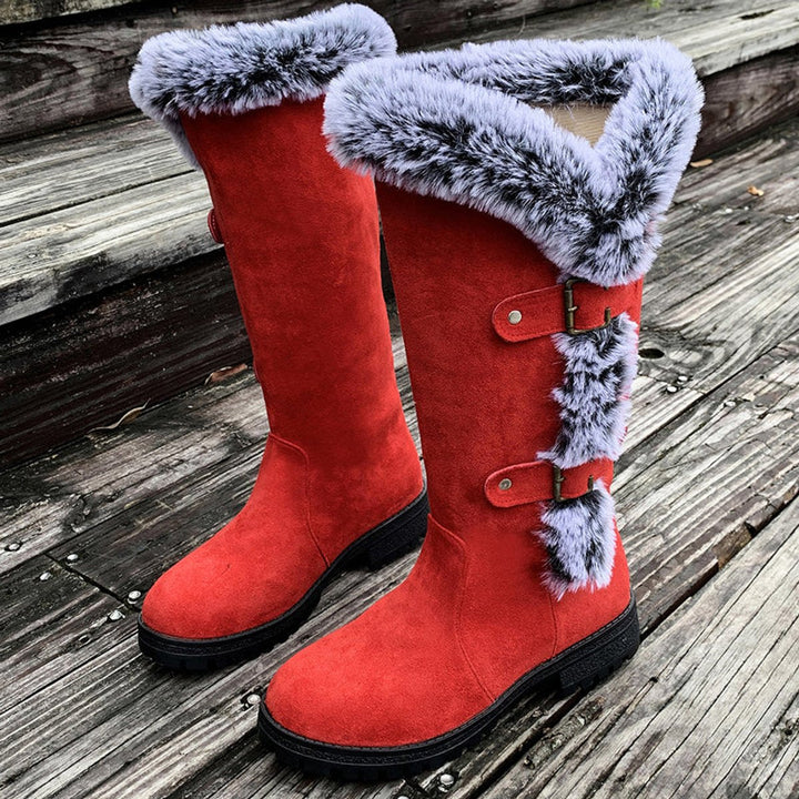 Isabella | Warm Faux Suede Knee-High Boots with Fur Trim