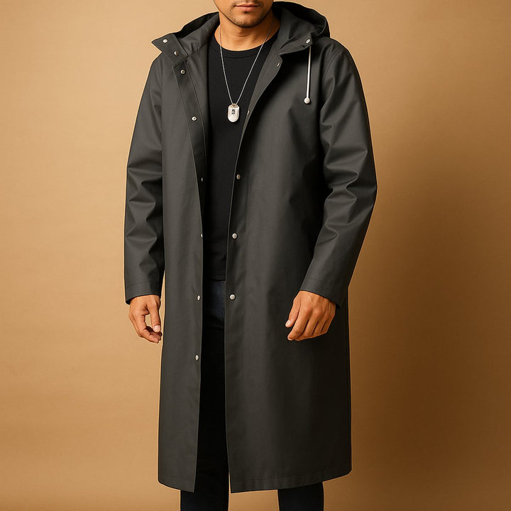 Klaus | Lange wasserdichte Herrenjacke mit Kapuze
