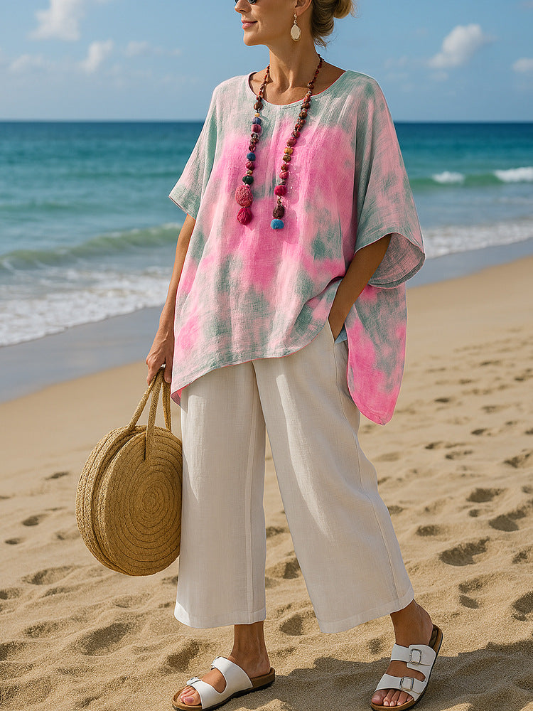 Camilla | Tunica Top Donna Asimmetrica Leggera con Sfumatura
