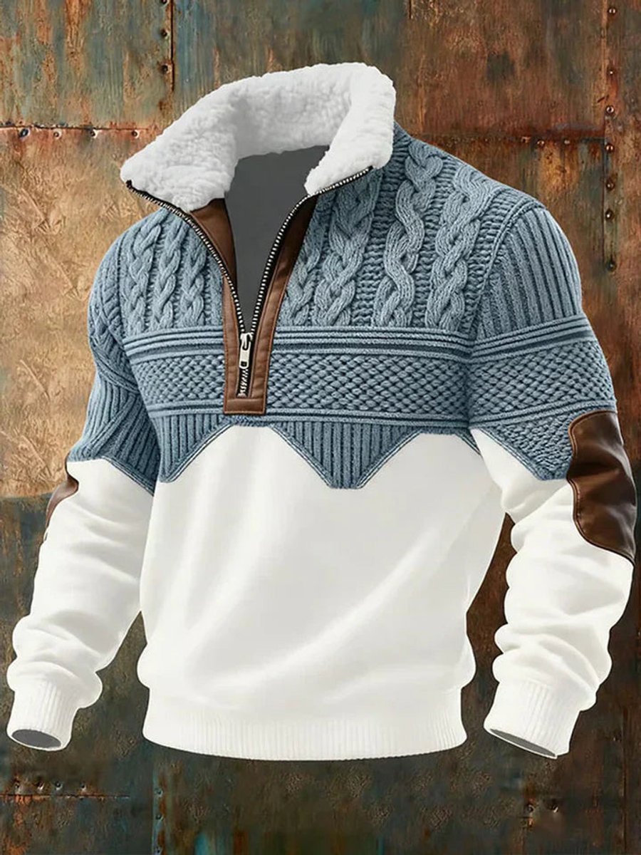 Matthias | Colorblock Knit Sweater with Fleece Collar