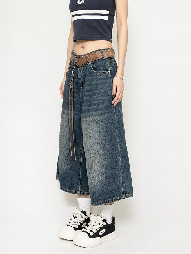 Diana | Jeans Culotte Donna in Denim a Gamba Larga