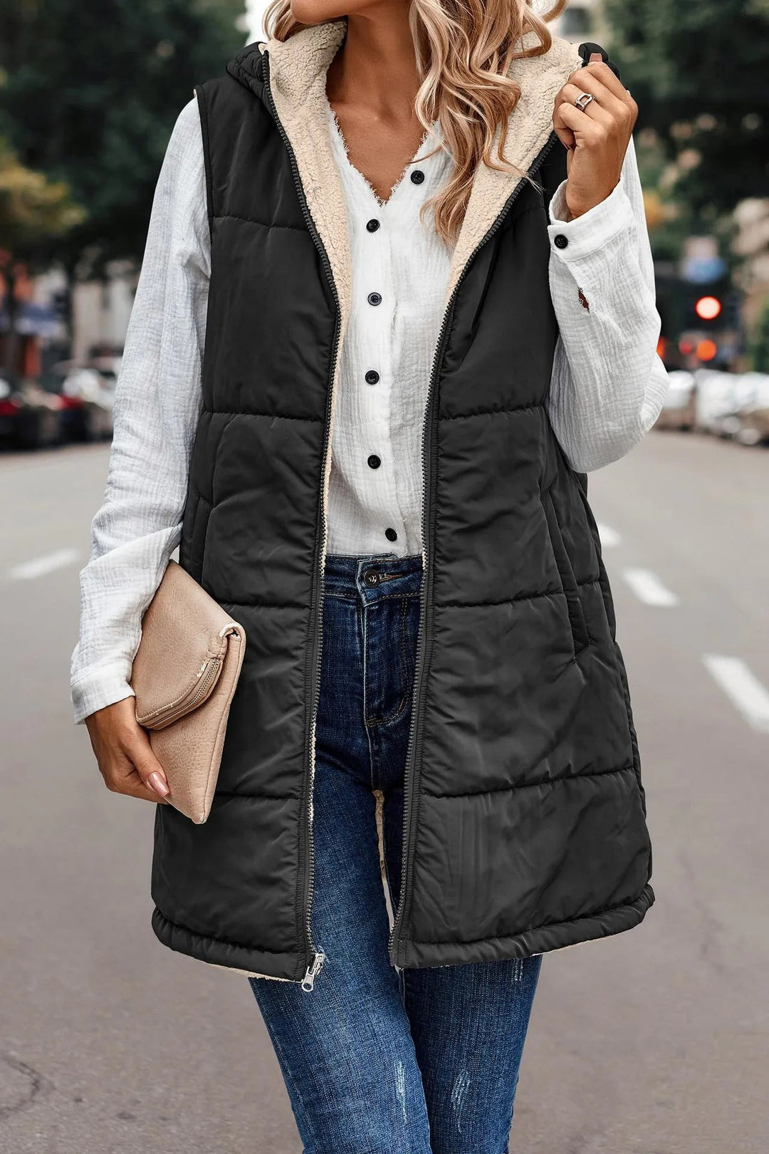 Valentina | Gilet con Cappuccio Caldo e Moderno